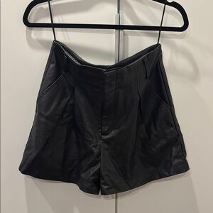 Lucy Paris High Waist Black faux leather Women's Shorts